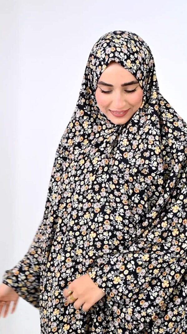 ⁦ملحفة مشجر واسعة فسكوز قطن - أسود مشجر⁩ - الصورة ⁦3⁩